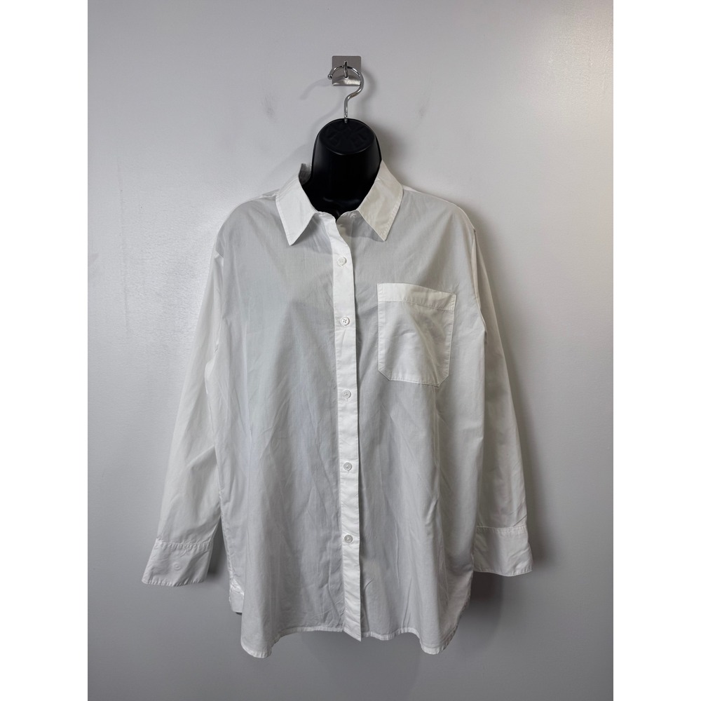 Jenni Kayne Women Boyfriend White Button Down Shirt Oversized Cotton Small